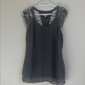 Walter 100% Silk Gray Sleeveless Top